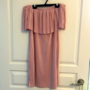 Off the shoulder pink dress